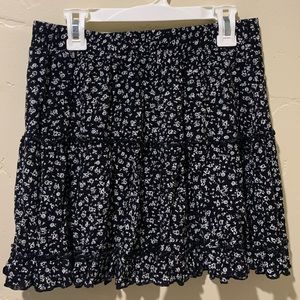 Black tiered skirt with Floral Design